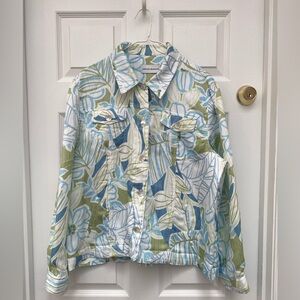 Alfred Dunner Floral Jacket in Green and Blue - 16
